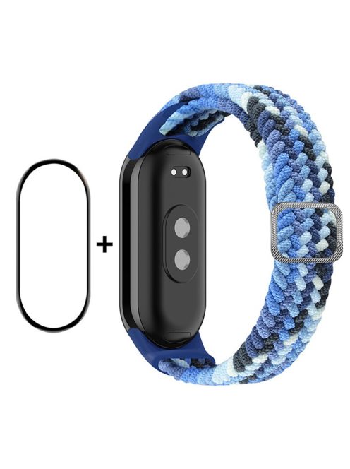 ENKAY HAT-PRINCE For Xiaomi Mi Band 9 NFC / Mi Band 9 / Smart Band 8 NFC / Smart Band 8 Watch Band Nylon Strap with PMMA Film - Bright Blue