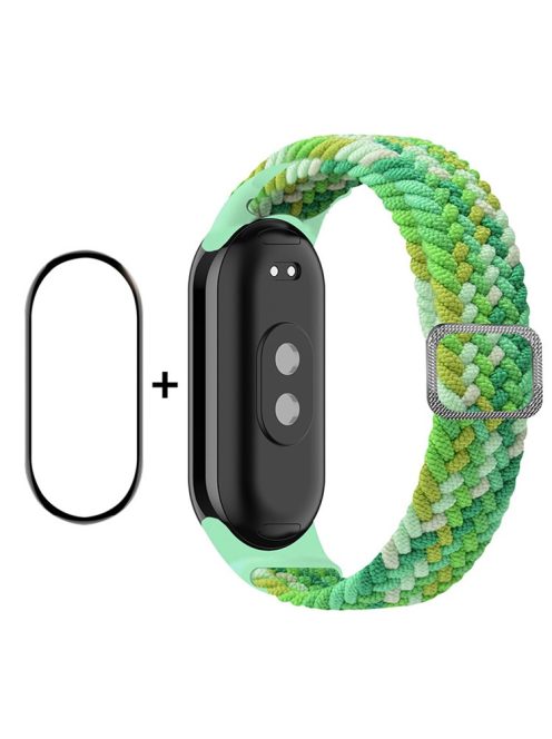 ENKAY HAT-PRINCE For Xiaomi Mi Band 9 NFC / Mi Band 9 / Smart Band 8 NFC / Smart Band 8 Watch Band Nylon Strap with PMMA Film - Bright Green