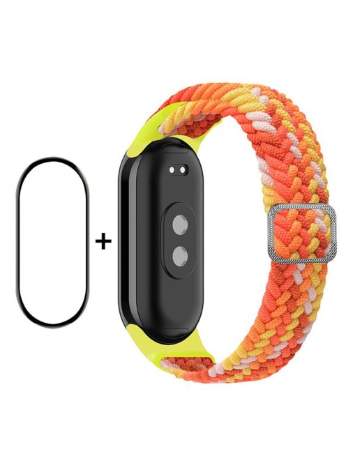 ENKAY HAT-PRINCE For Xiaomi Mi Band 9 NFC / Mi Band 9 / Smart Band 8 NFC / Smart Band 8 Watch Band Nylon Strap with PMMA Film - Bright Orange