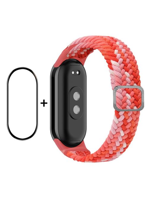 ENKAY HAT-PRINCE For Xiaomi Mi Band 9 NFC / Mi Band 9 / Smart Band 8 NFC / Smart Band 8 Watch Band Nylon Strap with PMMA Film - Bright Red