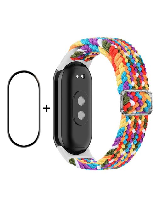 ENKAY HAT-PRINCE For Xiaomi Mi Band 9 NFC / Mi Band 9 / Smart Band 8 NFC / Smart Band 8 Watch Band Nylon Strap with PMMA Film - Rainbow