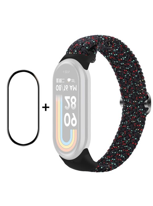 ENKAY HAT-PRINCE For Xiaomi Mi Band 9 NFC / Mi Band 9 / Smart Band 8 NFC / Smart Band 8 Watch Band Nylon Strap with PMMA Film - Starlight Black