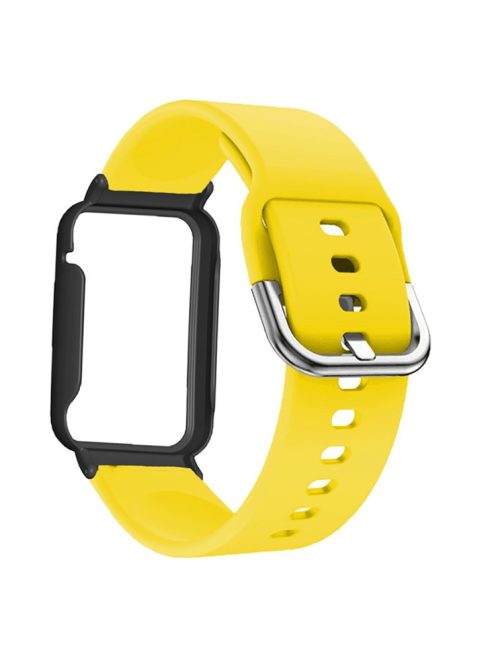 Flexible Silicone Watchband for Xiaomi Mi Band 7 Pro Smart Watch Replacement Strap with Watch Case Cover - Yellow / Black