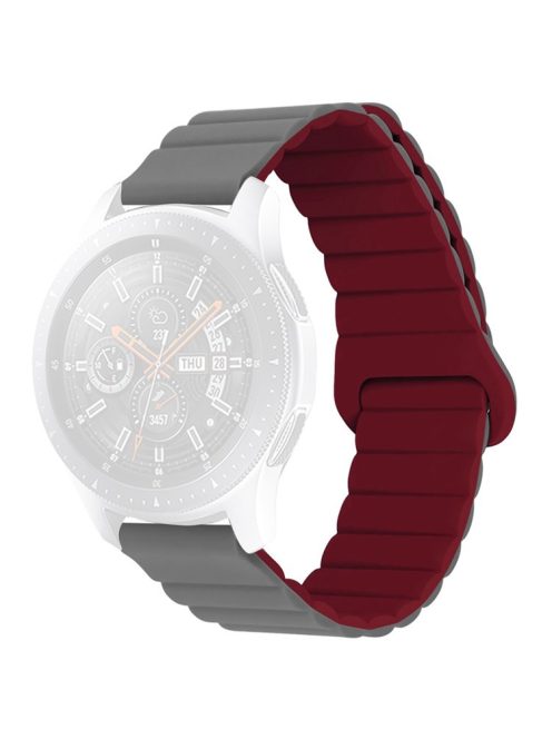 For Haylou RT / RT2 / GST / GS / RS3 / Huawei Watch 3 / Xiaomi Watch S1 / S1 Active, Magnetic Watch Band 22mm Universal Silicone Wrist Strap - Grey / Wine Red