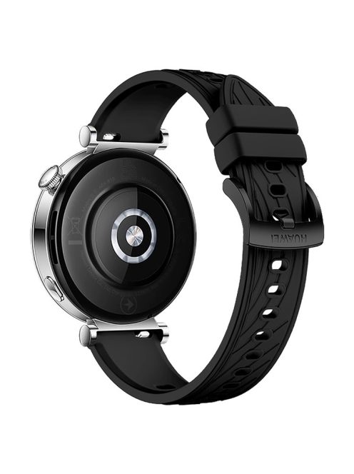 For Huawei Watch GT 4 41mm / Xiaomi Mi Watch Silicone Band 18mm Textured Watch Strap - Black+Black Buckle