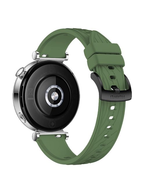 For Huawei Watch GT 4 41mm / Xiaomi Mi Watch Silicone Band 18mm Textured Watch Strap - Green+Black Buckle