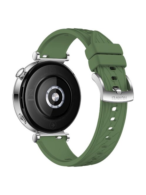 For Huawei Watch GT 4 41mm / Xiaomi Mi Watch Silicone Band 18mm Textured Watch Strap - Green+Silver Buckle