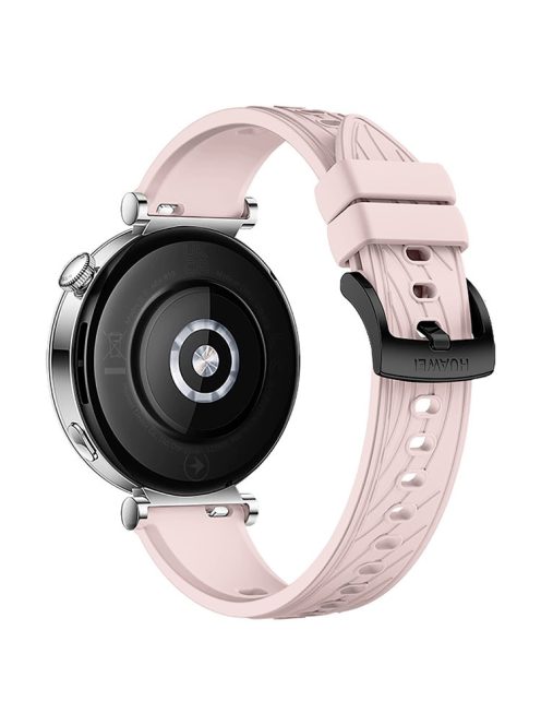 For Huawei Watch GT 4 41mm / Xiaomi Mi Watch Silicone Band 18mm Textured Watch Strap - Pink+Black Buckle