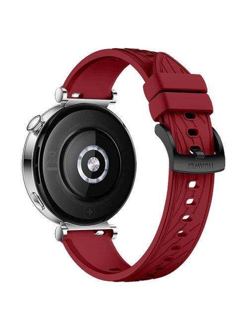 For Huawei Watch GT 4 41mm / Xiaomi Mi Watch Silicone Band 18mm Textured Watch Strap - Red+Black Buckle