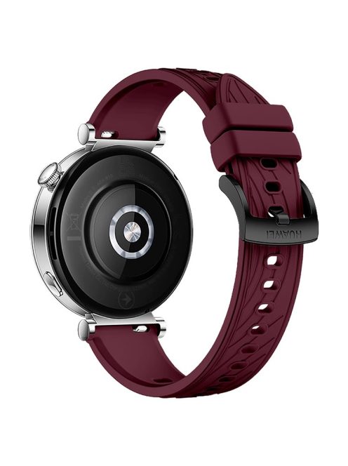 For Huawei Watch GT 4 41mm / Xiaomi Mi Watch Silicone Band 18mm Textured Watch Strap - Wine Red+Black Buckle