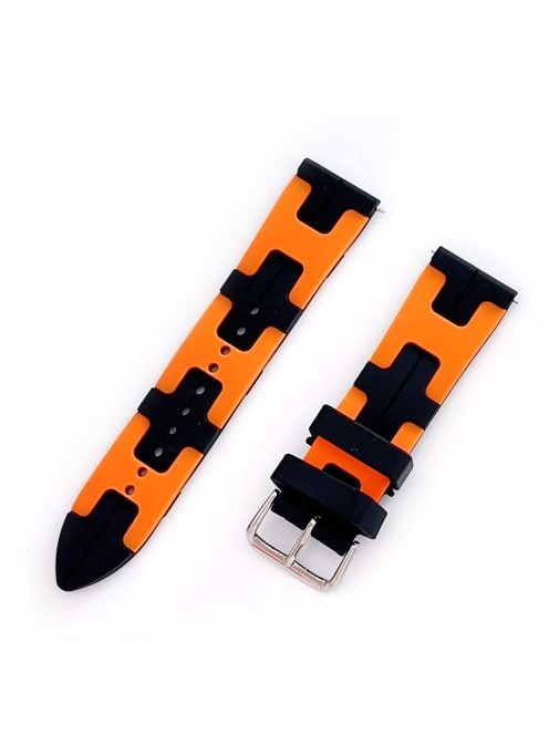 For Samsung Galaxy Watch3 45mm / Huawei Watch Ultimate / Xiaomi Watch S1 Silicone 22mm Watch Strap - Black / Orange