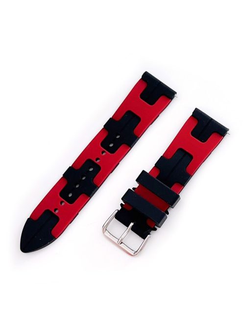 For Samsung Galaxy Watch3 45mm / Huawei Watch Ultimate / Xiaomi Watch S1 Silicone 22mm Watch Strap - Black / Red