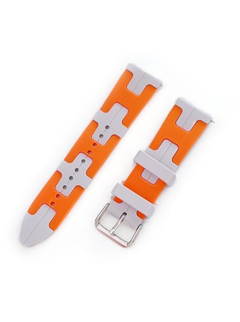 For Samsung Galaxy Watch3 45mm / Huawei Watch Ultimate / Xiaomi Watch S1 Silicone 22mm Watch Strap - White / Orange