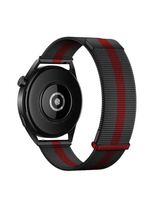 For Samsung Galaxy Watch3 45mm / Xiaomi Watch Color / Huawei Watch Ultimate Magnetic 22mm Milanese Watch Band - Black  /  Red