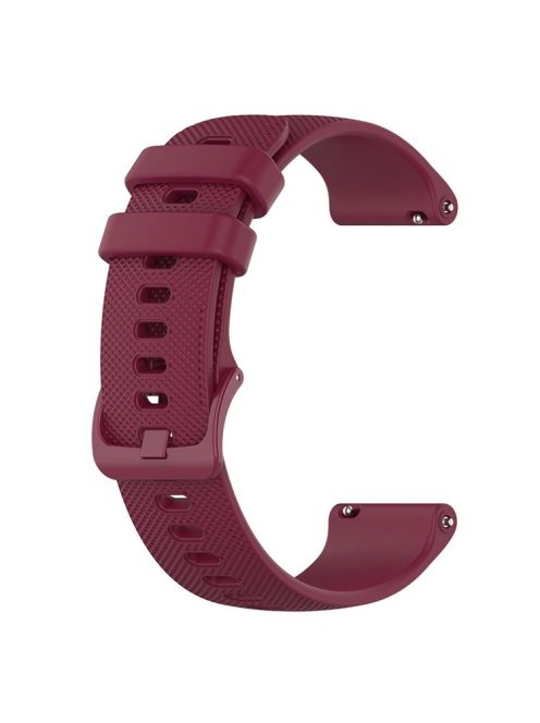 For Xiaomi Haylou Solar LS01 / ID205 / Willful SW021 Universal Grid Texture Silicone Watchband Replacement - Wine Red