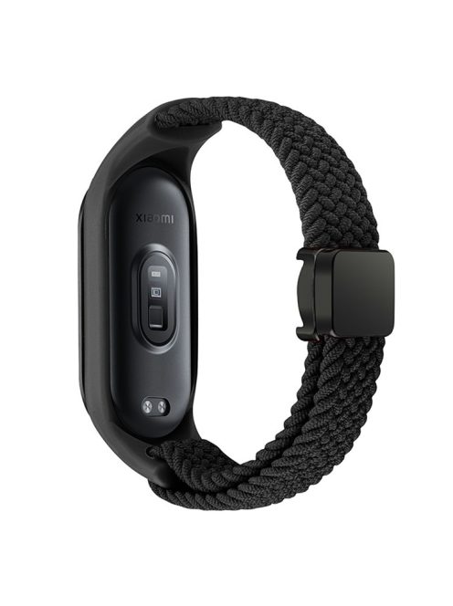 For Xiaomi Mi Band 3 / 4 / 5 / 6 / 7 Braided Nylon Strap Magnetic Watch Band - Black