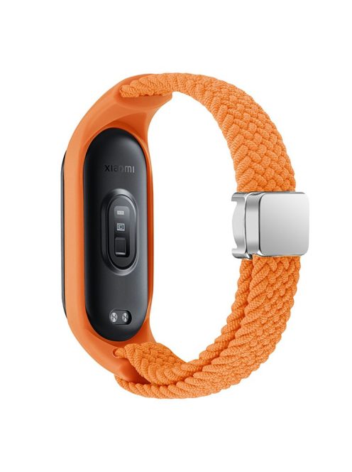 For Xiaomi Mi Band 3 / 4 / 5 / 6 / 7 Braided Nylon Strap Magnetic Watch Band - Orange