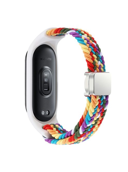 For Xiaomi Mi Band 3 / 4 / 5 / 6 / 7 Braided Nylon Strap Magnetic Watch Band - Rainbow