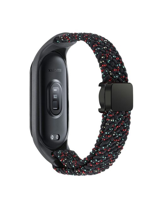 For Xiaomi Mi Band 3 / 4 / 5 / 6 / 7 Braided Nylon Strap Magnetic Watch Band - Stars Black