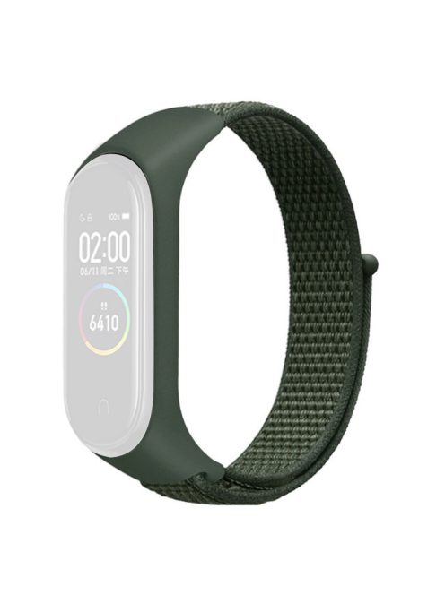 For Xiaomi Mi Band 3 / 4 / 5 / 6 / 7 Nylon Watch Band Adjustable Sport Loop Strap Wristband Replacement - Army Green