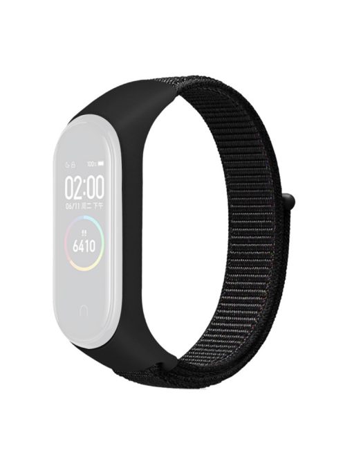 For Xiaomi Mi Band 3 / 4 / 5 / 6 / 7 Nylon Watch Band Adjustable Sport Loop Strap Wristband Replacement - Black