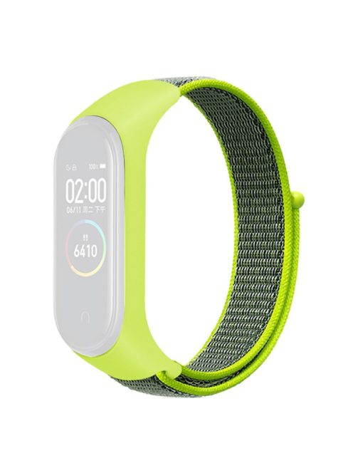 For Xiaomi Mi Band 3 / 4 / 5 / 6 / 7 Nylon Watch Band Adjustable Sport Loop Strap Wristband Replacement - Bright Yellow