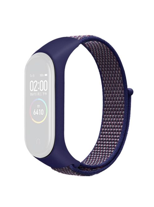 For Xiaomi Mi Band 3 / 4 / 5 / 6 / 7 Nylon Watch Band Adjustable Sport Loop Strap Wristband Replacement - Dark Blue