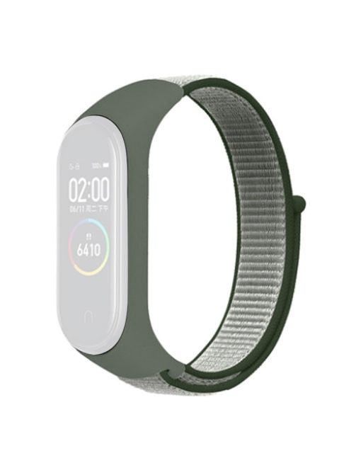 For Xiaomi Mi Band 3 / 4 / 5 / 6 / 7 Nylon Watch Band Adjustable Sport Loop Strap Wristband Replacement - Dark Olive Green