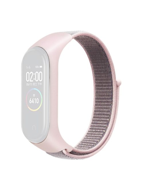 For Xiaomi Mi Band 3 / 4 / 5 / 6 / 7 Nylon Watch Band Adjustable Sport Loop Strap Wristband Replacement - Light Pink