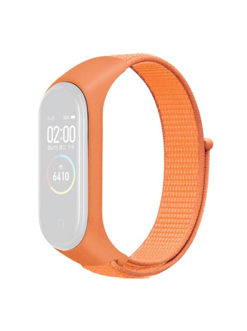 For Xiaomi Mi Band 3 / 4 / 5 / 6 / 7 Nylon Watch Band Adjustable Sport Loop Strap Wristband Replacement - Papaya