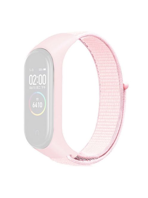 For Xiaomi Mi Band 3 / 4 / 5 / 6 / 7 Nylon Watch Band Adjustable Sport Loop Strap Wristband Replacement - Pink