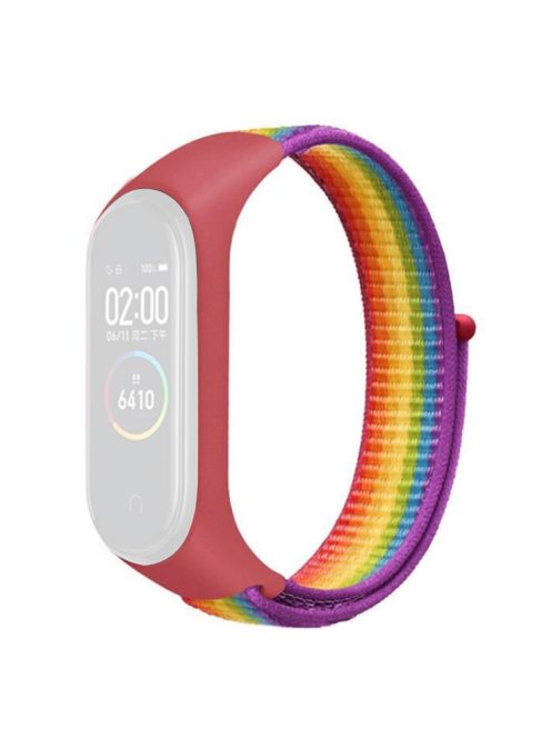 For Xiaomi Mi Band 3 / 4 / 5 / 6 / 7 Nylon Watch Band Adjustable Sport Loop Strap Wristband Replacement - Rainbow