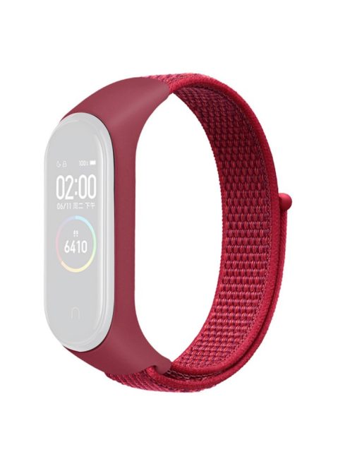 For Xiaomi Mi Band 3 / 4 / 5 / 6 / 7 Nylon Watch Band Adjustable Sport Loop Strap Wristband Replacement - Red