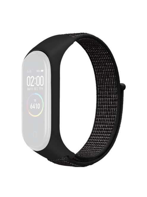 For Xiaomi Mi Band 3 / 4 / 5 / 6 / 7 Nylon Watch Band Adjustable Sport Loop Strap Wristband Replacement - Reflective Black