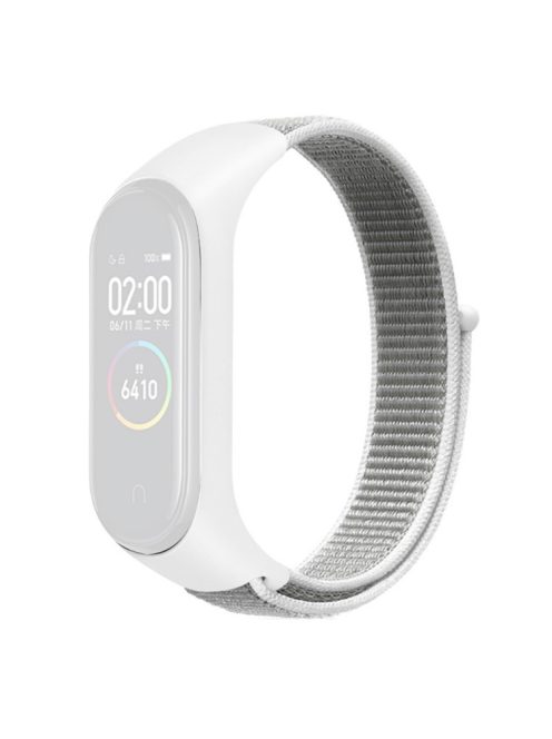 For Xiaomi Mi Band 3 / 4 / 5 / 6 / 7 Nylon Watch Band Adjustable Sport Loop Strap Wristband Replacement - Seashell White