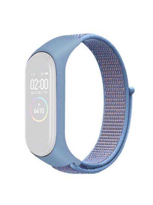 For Xiaomi Mi Band 3 / 4 / 5 / 6 / 7 Nylon Watch Band Adjustable Sport Loop Strap Wristband Replacement - Sky Blue