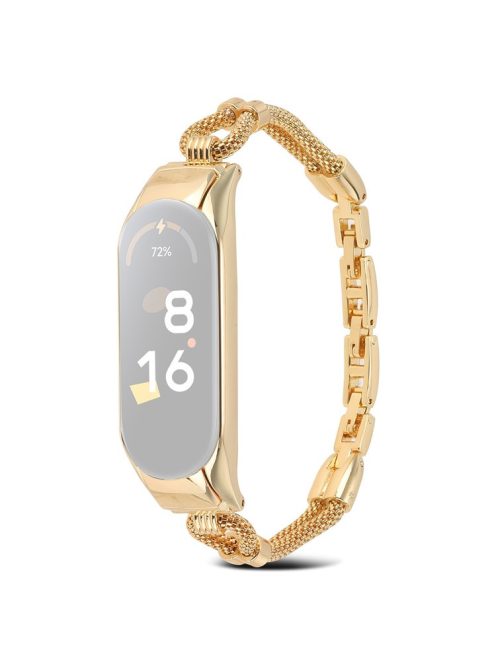 For Xiaomi Mi Band 3 / 4 Delicate Copper Chain Metal Strap Replacement Watchband with Watch Case - Gold