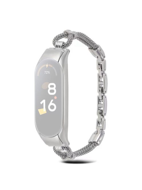 For Xiaomi Mi Band 3 / 4 Delicate Copper Chain Metal Strap Replacement Watchband with Watch Case - Silver