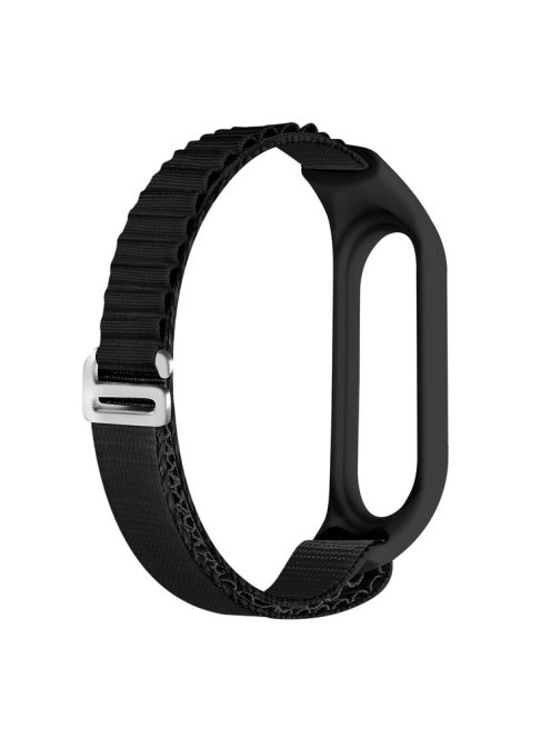 For Xiaomi Mi Band 3 / Band 4 / Band 5 / Band 6 / Band 7 Alpine Loop Nylon Watch Band G-hook Adjustable Sport Strap - Black