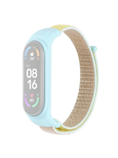 For Xiaomi Mi Band 3 / Band 4 / Band 5 / Band 6 / Band 7 Nylon Sport Band Adjustable Anti-lost Bracelet with Silicone Watch Case - Bright Sunlight