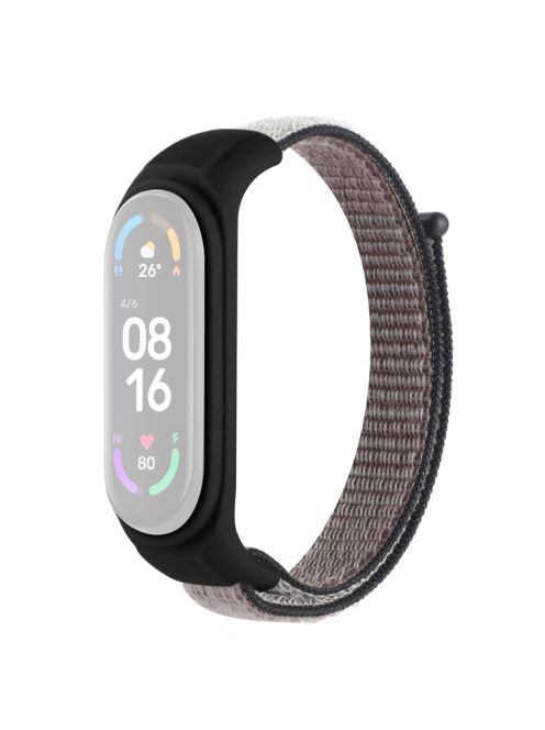 For Xiaomi Mi Band 3 / Band 4 / Band 5 / Band 6 / Band 7 Nylon Sport Band Adjustable Anti-lost Bracelet with Silicone Watch Case - Iron Gray