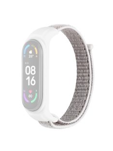   For Xiaomi Mi Band 3 / Band 4 / Band 5 / Band 6 / Band 7 Nylon Sport Band Adjustable Anti-lost Bracelet with Silicone Watch Case - Seashell