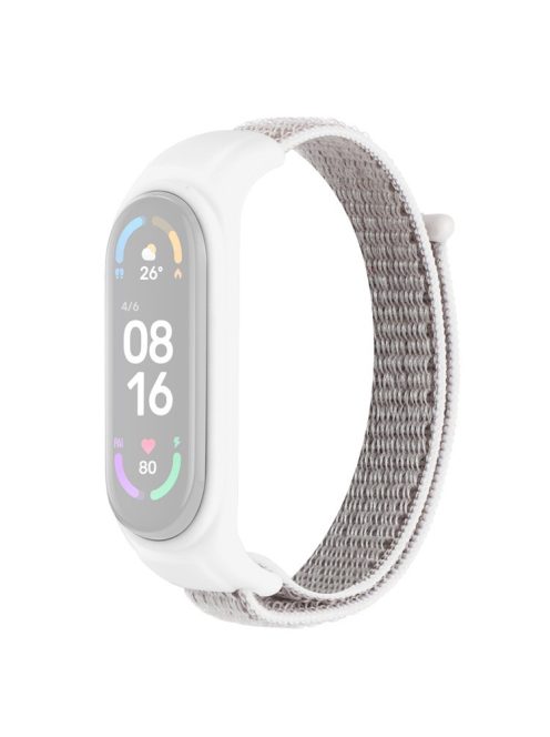 For Xiaomi Mi Band 3 / Band 4 / Band 5 / Band 6 / Band 7 Nylon Sport Band Adjustable Anti-lost Bracelet with Silicone Watch Case - Seashell