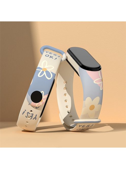 For Xiaomi Mi Band 3 / Band 4 / Band 5 / Band 6 / Band 7 Pattern Printed Watch Band Adjustable Breathable Soft TPU Wristband Bracelet - Chrysanthemum