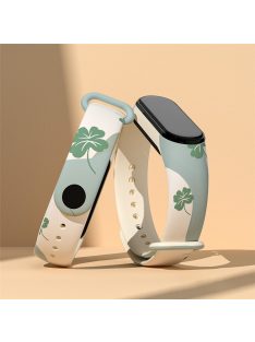   For Xiaomi Mi Band 3 / Band 4 / Band 5 / Band 6 / Band 7 Pattern Printed Watch Band Adjustable Breathable Soft TPU Wristband Bracelet - Clover