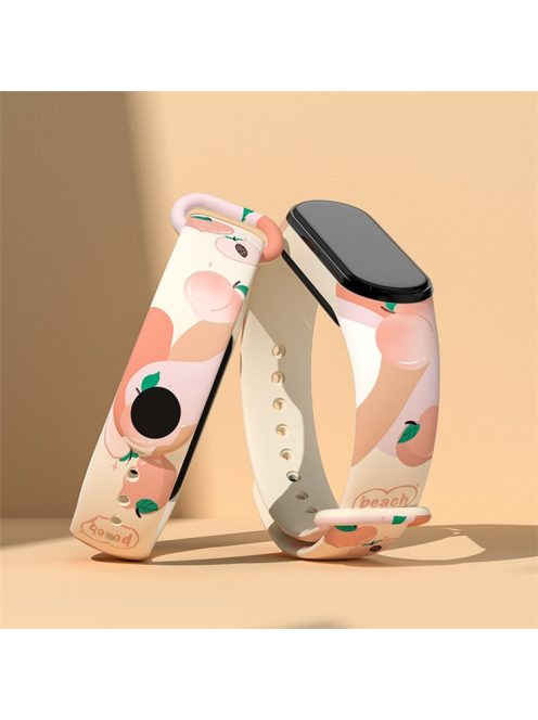 For Xiaomi Mi Band 3 / Band 4 / Band 5 / Band 6 / Band 7 Pattern Printed Watch Band Adjustable Breathable Soft TPU Wristband Bracelet - Honey Peaches