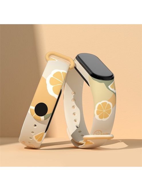 For Xiaomi Mi Band 3 / Band 4 / Band 5 / Band 6 / Band 7 Pattern Printed Watch Band Adjustable Breathable Soft TPU Wristband Bracelet - Orange