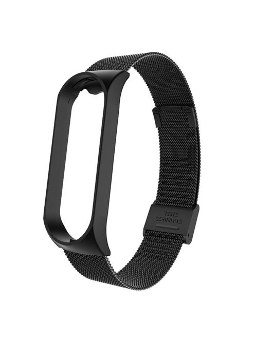 For Xiaomi Mi Band 3 / Band 4 Milanese Mesh Watch Band with Bumper Case Buckle Design Adjustable Stainless Steel Replacement Strap - Black