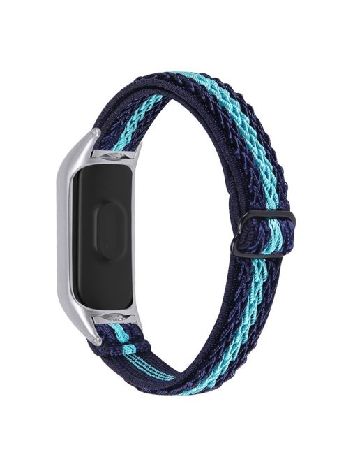 For Xiaomi Mi Band 3/4 Elastics Nylon Adjustable Watch Band Woven Loop Bracelet Wristband Replacement - Midnight Blue