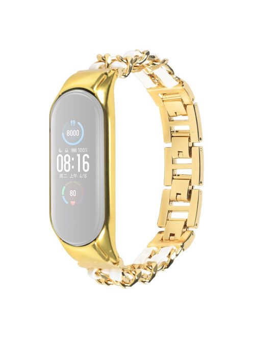 For Xiaomi Mi Band 3/4 Smart Watch Stainless Steel Chain Watch Strap Metal Watchband - Gold